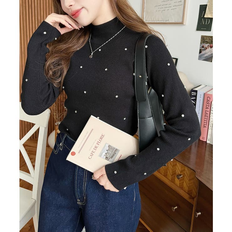 ビジューハイネックリブニットプルオーバー | moment+ | 詳細画像25 