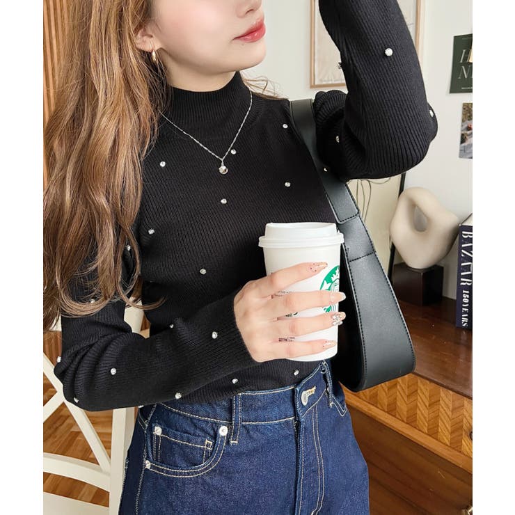 ビジューハイネックリブニットプルオーバー | moment+ | 詳細画像26 