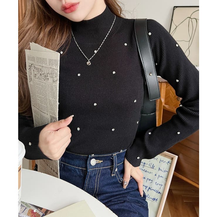 ビジューハイネックリブニットプルオーバー | moment+ | 詳細画像27 