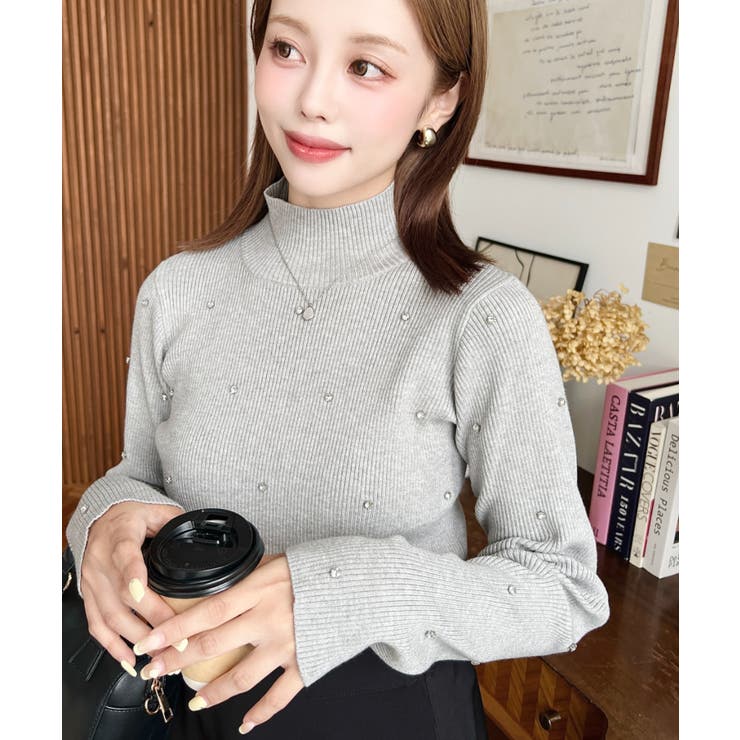 ビジューハイネックリブニットプルオーバー | moment+ | 詳細画像33 