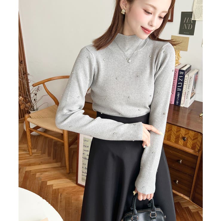 ビジューハイネックリブニットプルオーバー | moment+ | 詳細画像34 