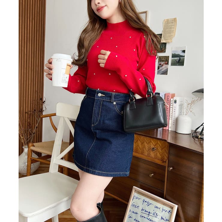 ビジューハイネックリブニットプルオーバー | moment+ | 詳細画像38 