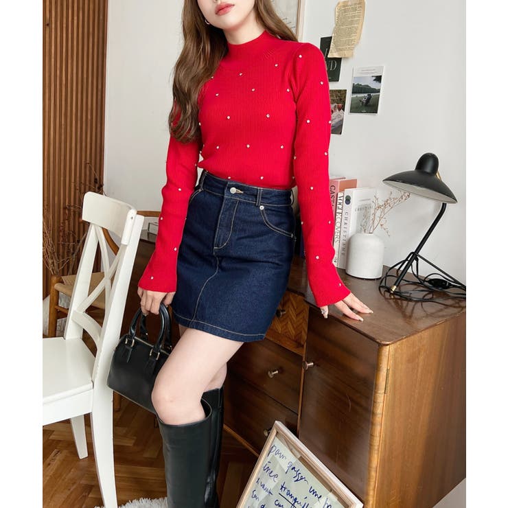 ビジューハイネックリブニットプルオーバー | moment+ | 詳細画像39 