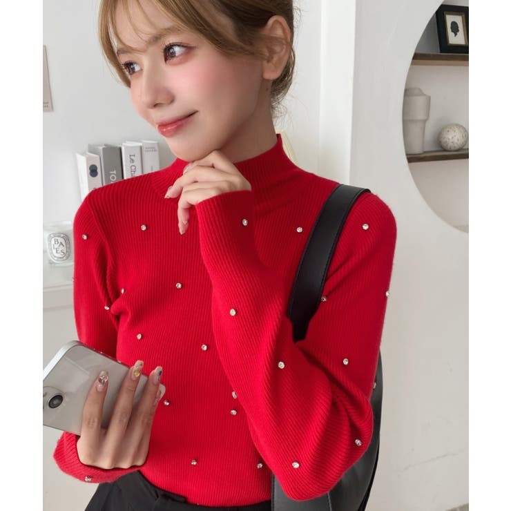 ビジューハイネックリブニットプルオーバー | moment+ | 詳細画像41 