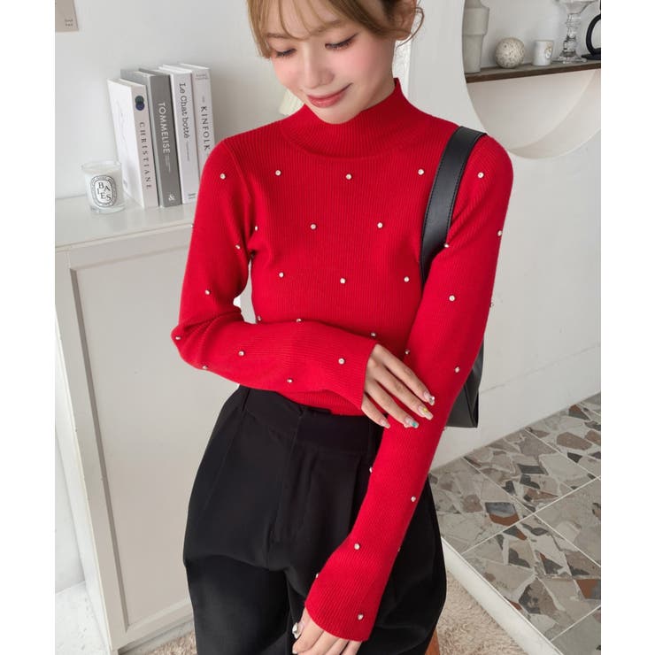 ビジューハイネックリブニットプルオーバー | moment+ | 詳細画像43 