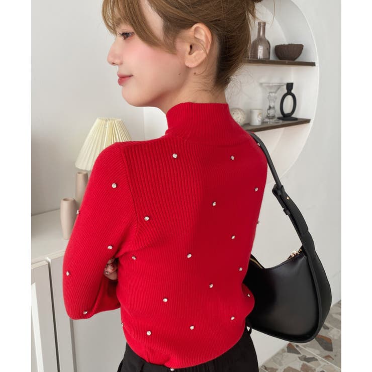 ビジューハイネックリブニットプルオーバー | moment+ | 詳細画像44 