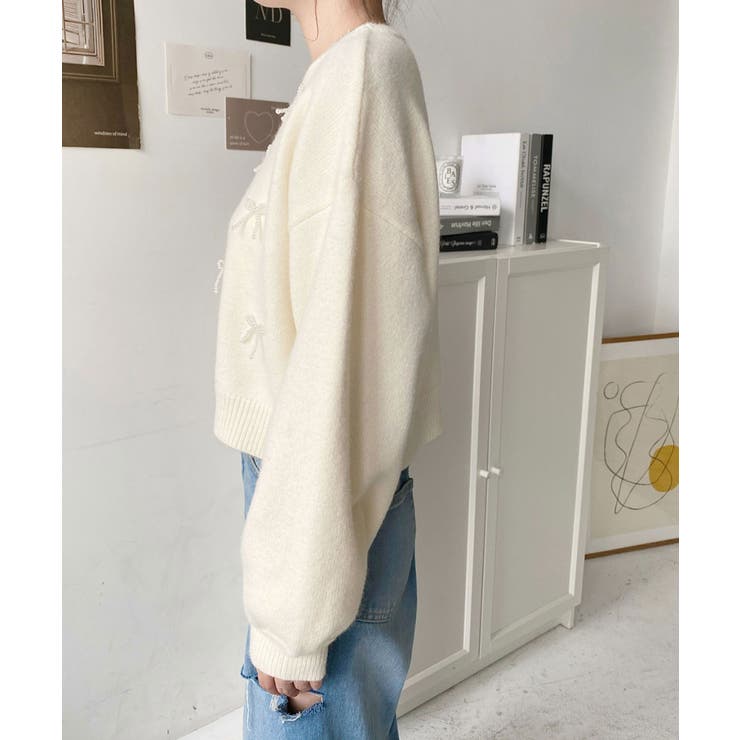 パールリボンパーツ付きショート丈もちもちニットプルオーバー | moment+ | 詳細画像14 