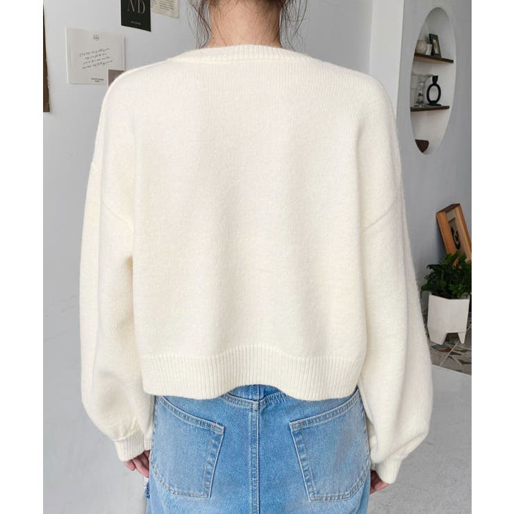 パールリボンパーツ付きショート丈もちもちニットプルオーバー | moment+ | 詳細画像15 