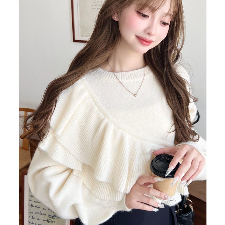 アシメフリルもちもちニットプルオーバー | moment+ | 詳細画像14 