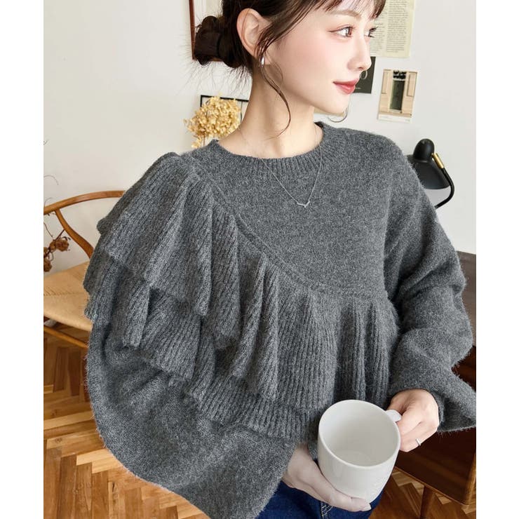 アシメフリルもちもちニットプルオーバー | moment+ | 詳細画像17 