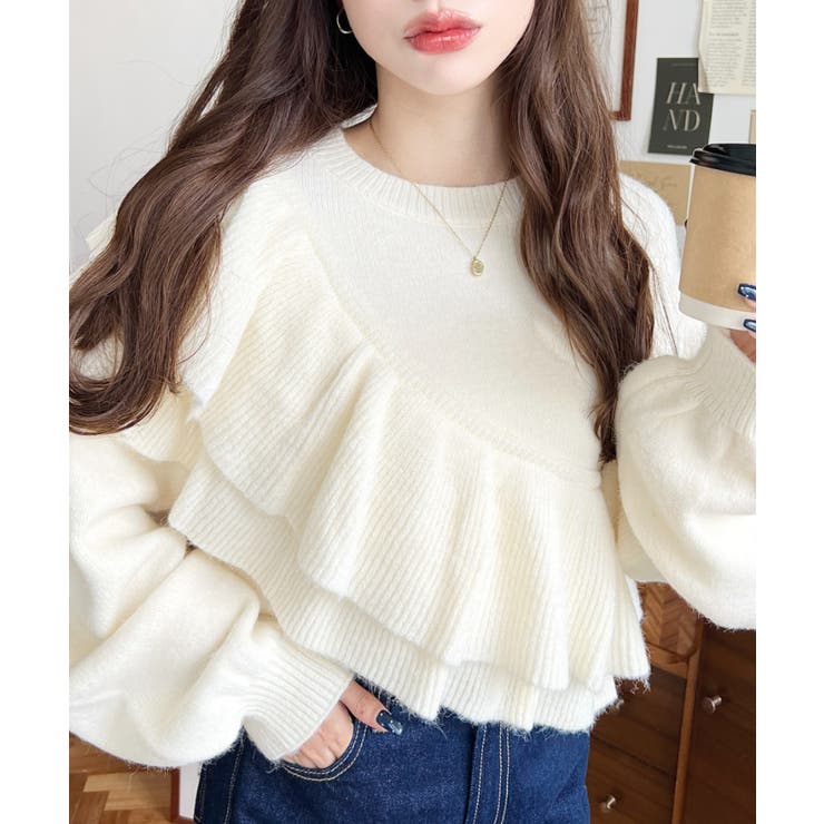 アシメフリルもちもちニットプルオーバー | moment+ | 詳細画像2 