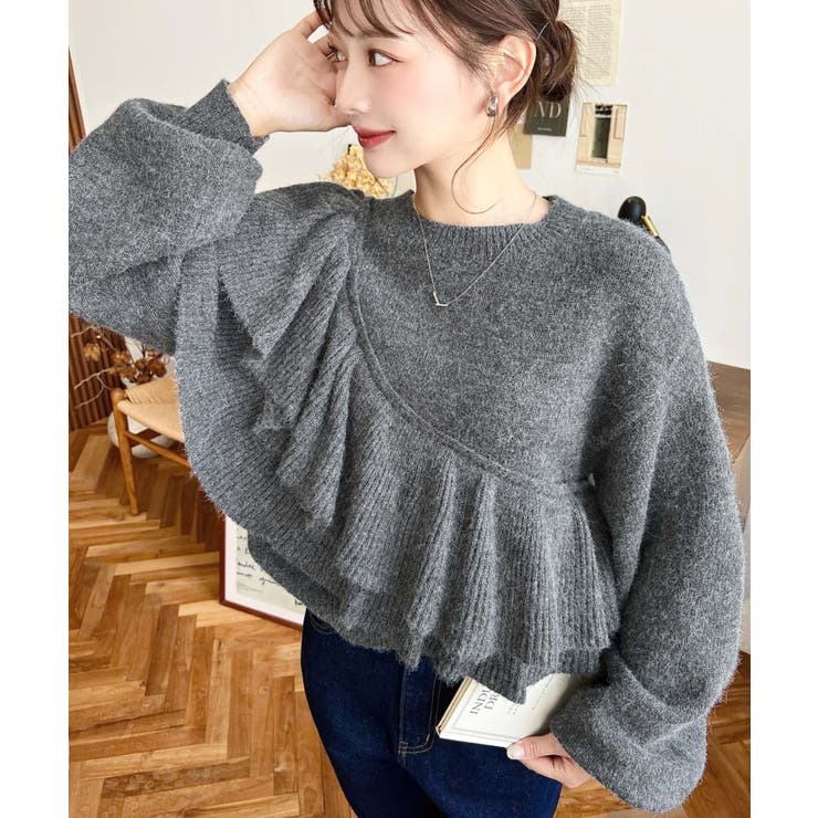 アシメフリルもちもちニットプルオーバー | moment+ | 詳細画像18 