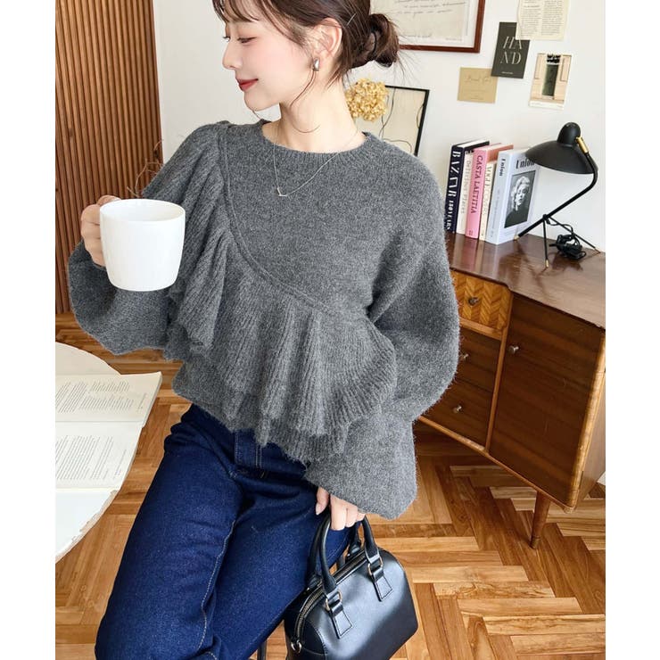 アシメフリルもちもちニットプルオーバー | moment+ | 詳細画像19 