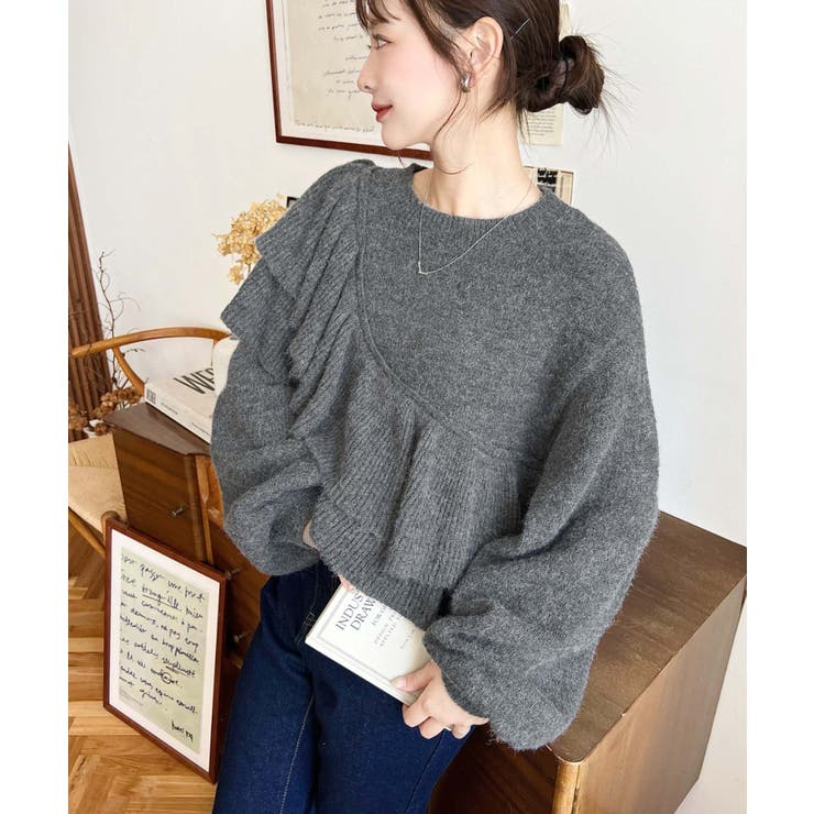 アシメフリルもちもちニットプルオーバー | moment+ | 詳細画像20 