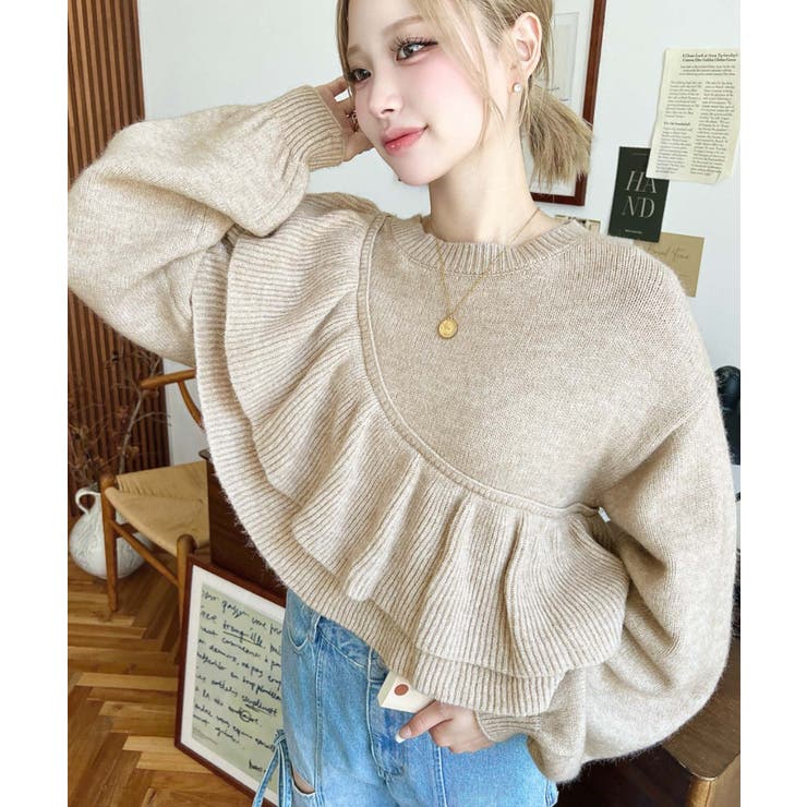 アシメフリルもちもちニットプルオーバー | moment+ | 詳細画像21 