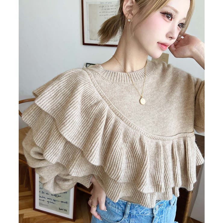 アシメフリルもちもちニットプルオーバー | moment+ | 詳細画像24 