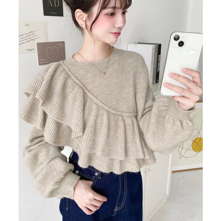 アシメフリルもちもちニットプルオーバー | moment+ | 詳細画像26 