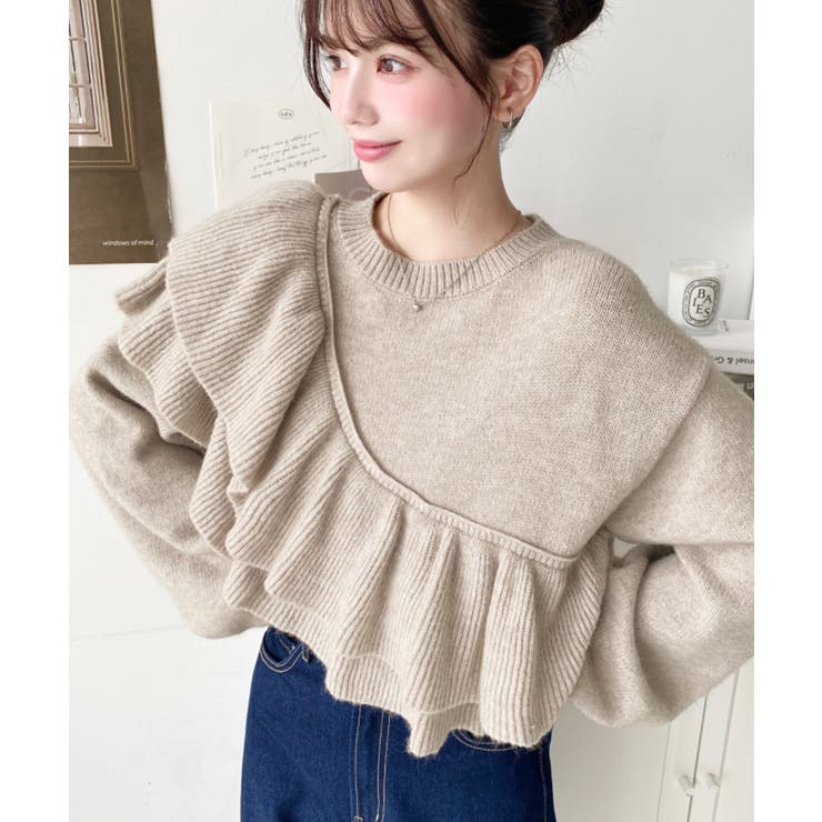 アシメフリルもちもちニットプルオーバー | moment+ | 詳細画像27 