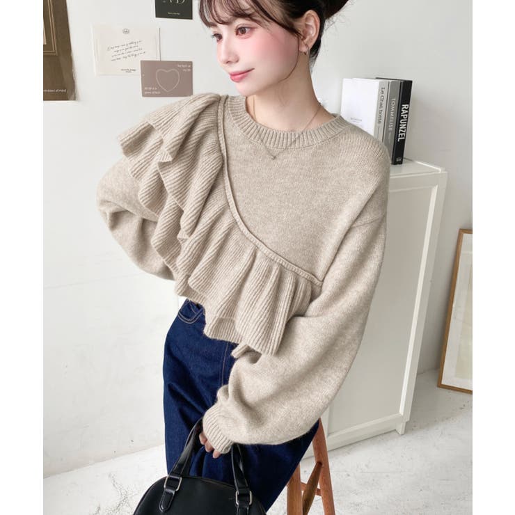 アシメフリルもちもちニットプルオーバー | moment+ | 詳細画像28 