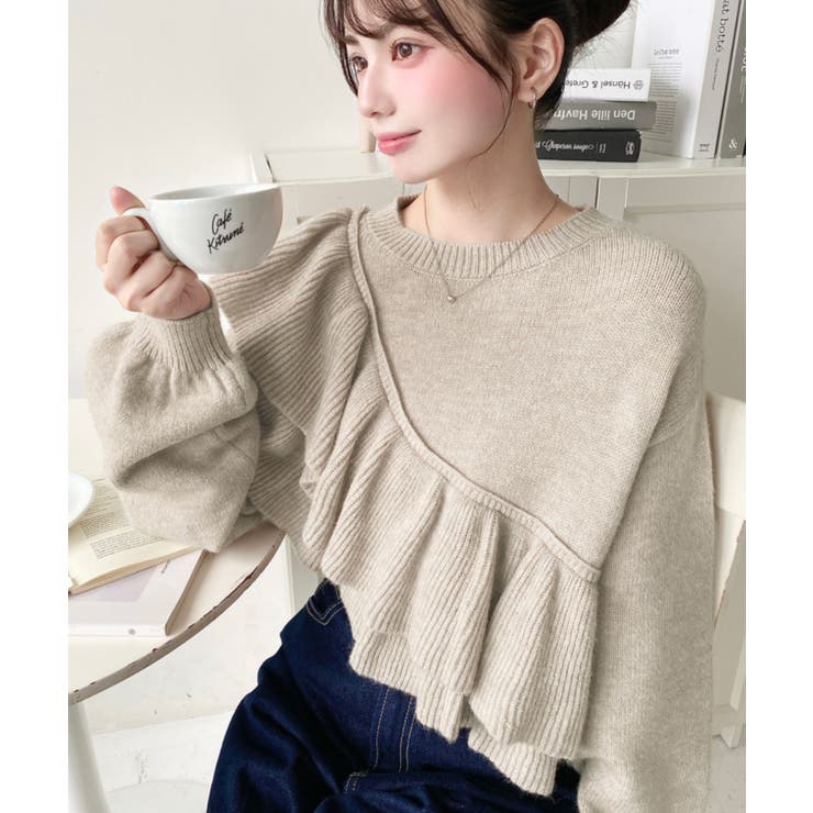 アシメフリルもちもちニットプルオーバー | moment+ | 詳細画像30 