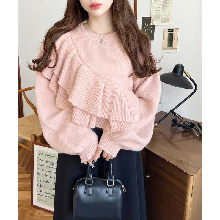 アシメフリルもちもちニットプルオーバー | moment+ | 詳細画像34 