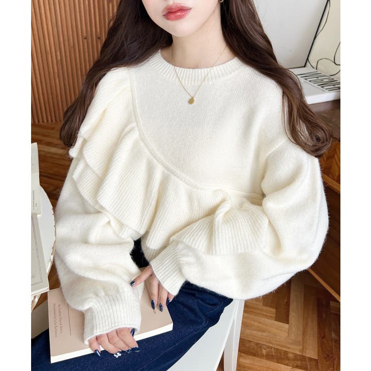 アシメフリルもちもちニットプルオーバー | moment+ | 詳細画像5 