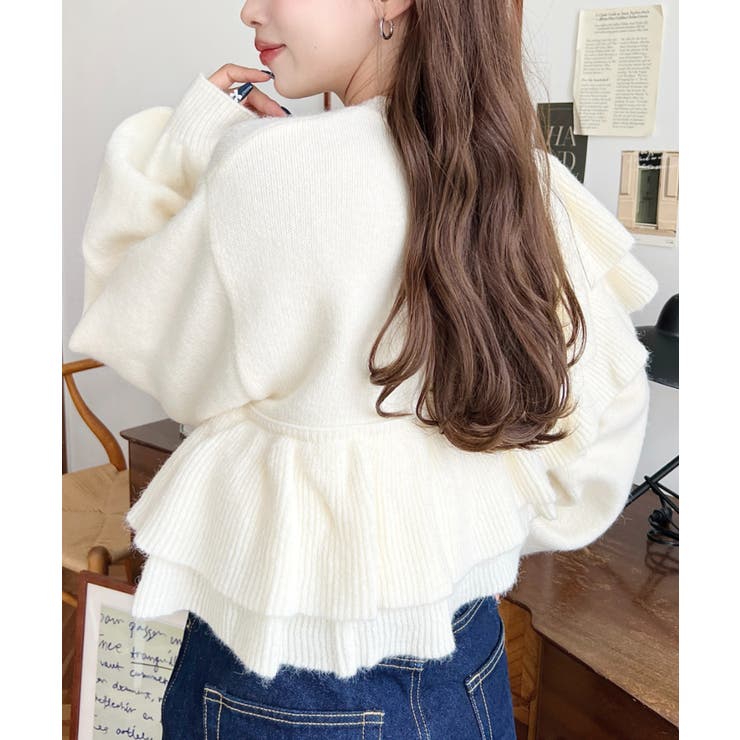 アシメフリルもちもちニットプルオーバー | moment+ | 詳細画像6 