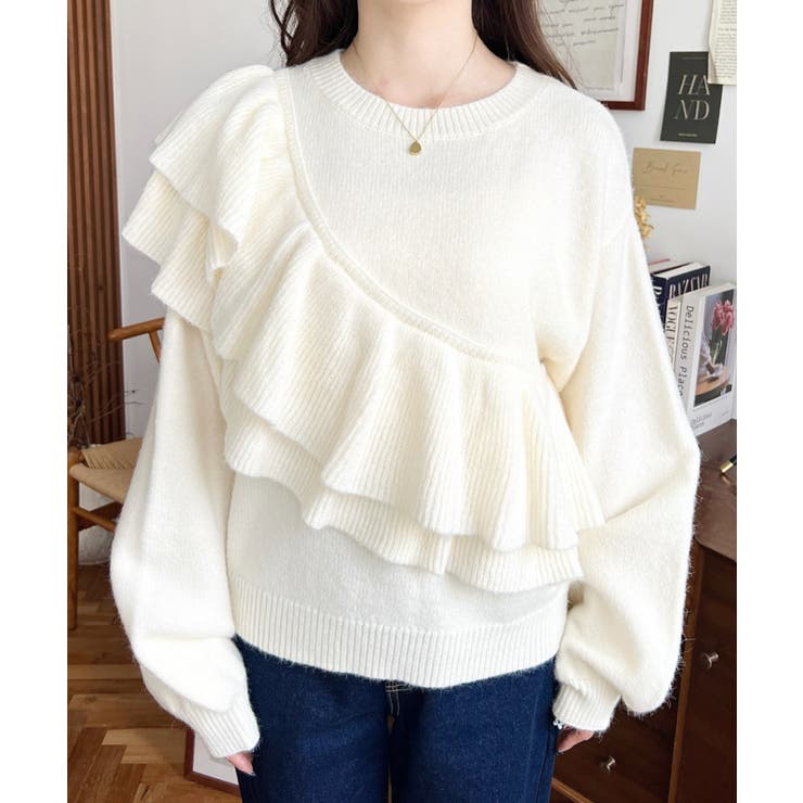 アシメフリルもちもちニットプルオーバー | moment+ | 詳細画像7 