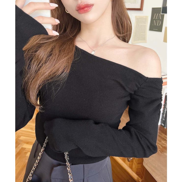 アシメワンショルリブニットプルオーバー | moment+ | 詳細画像17 