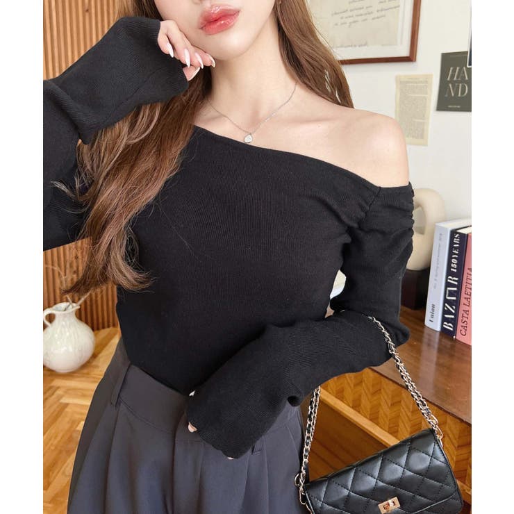 アシメワンショルリブニットプルオーバー | moment+ | 詳細画像19 