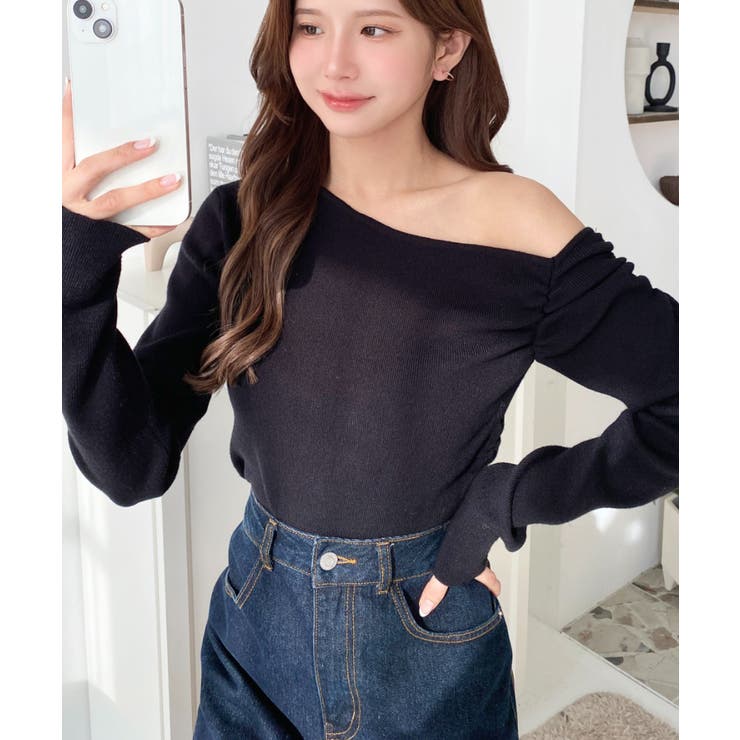 アシメワンショルリブニットプルオーバー | moment+ | 詳細画像21 