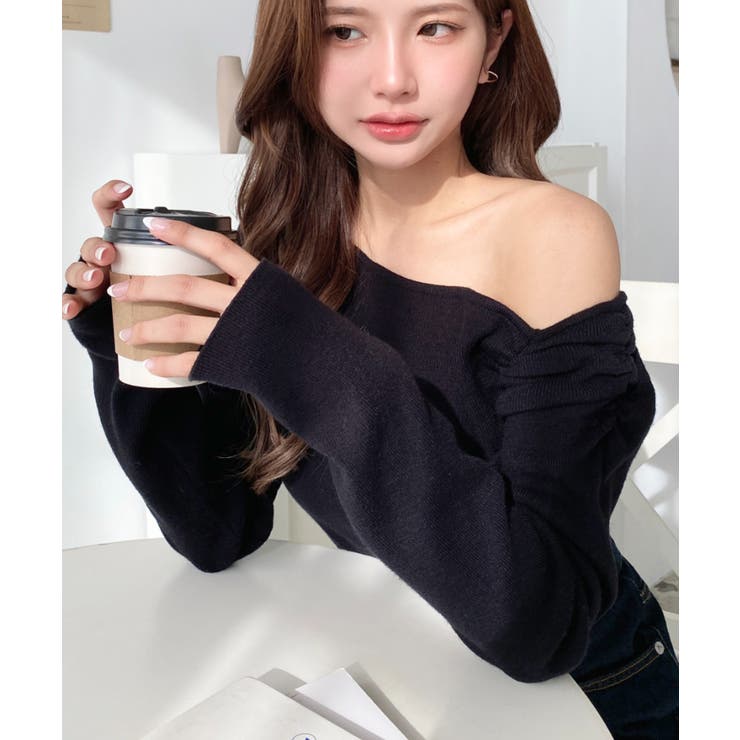 アシメワンショルリブニットプルオーバー | moment+ | 詳細画像23 