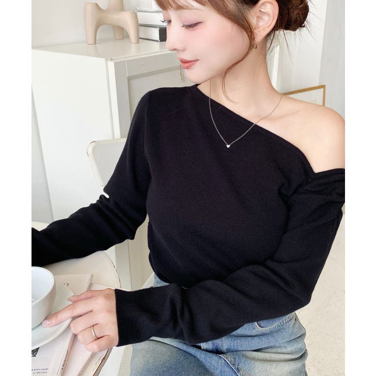 アシメワンショルリブニットプルオーバー | moment+ | 詳細画像26 