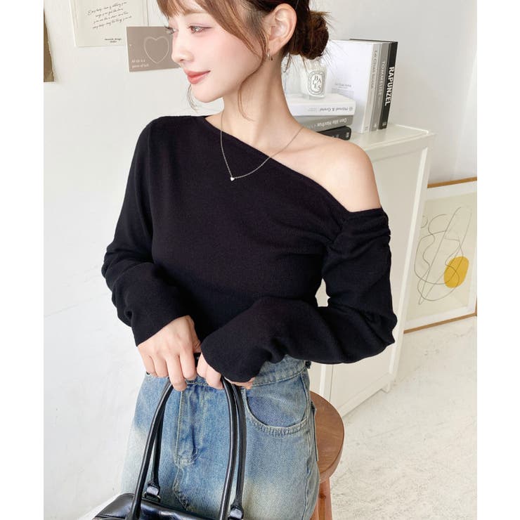 アシメワンショルリブニットプルオーバー | moment+ | 詳細画像27 