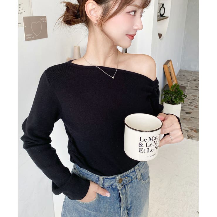 アシメワンショルリブニットプルオーバー | moment+ | 詳細画像28 