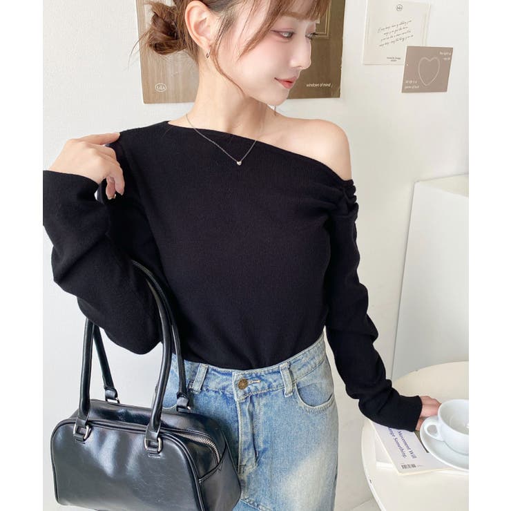 アシメワンショルリブニットプルオーバー | moment+ | 詳細画像29 