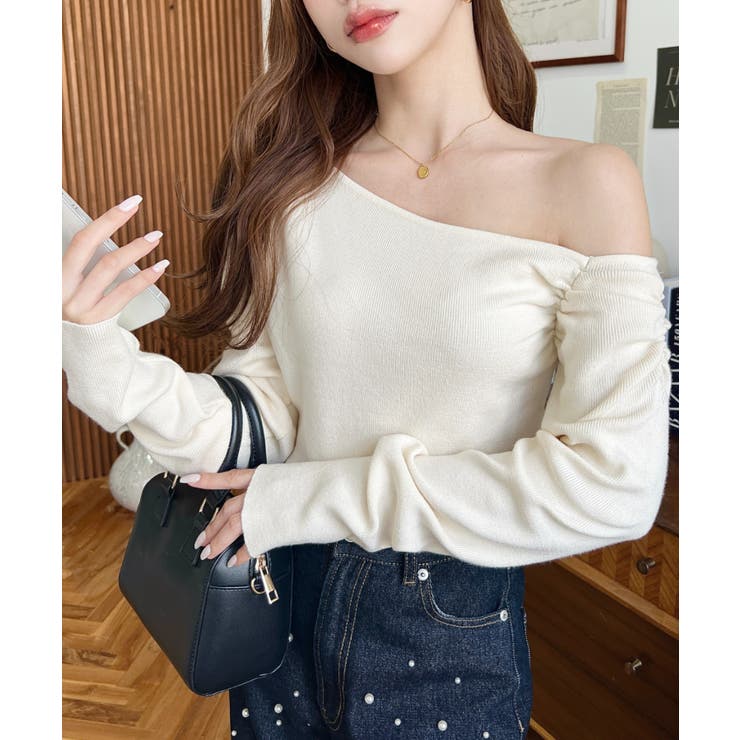 アシメワンショルリブニットプルオーバー | moment+ | 詳細画像3 