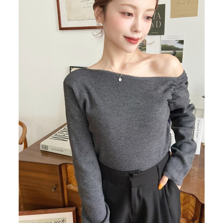 アシメワンショルリブニットプルオーバー | moment+ | 詳細画像31 