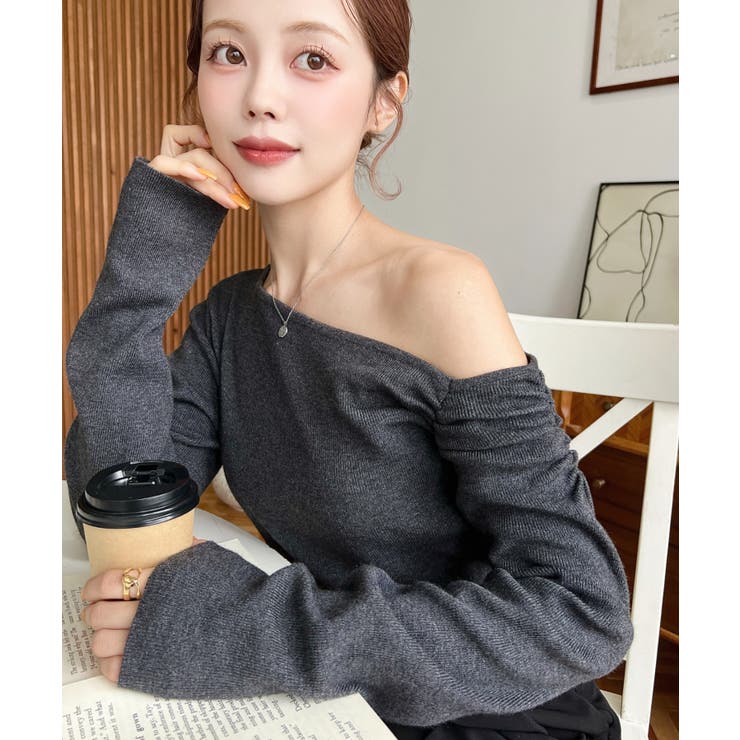 アシメワンショルリブニットプルオーバー | moment+ | 詳細画像33 