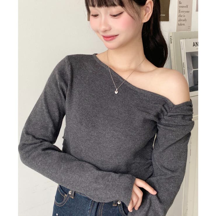 アシメワンショルリブニットプルオーバー | moment+ | 詳細画像34 