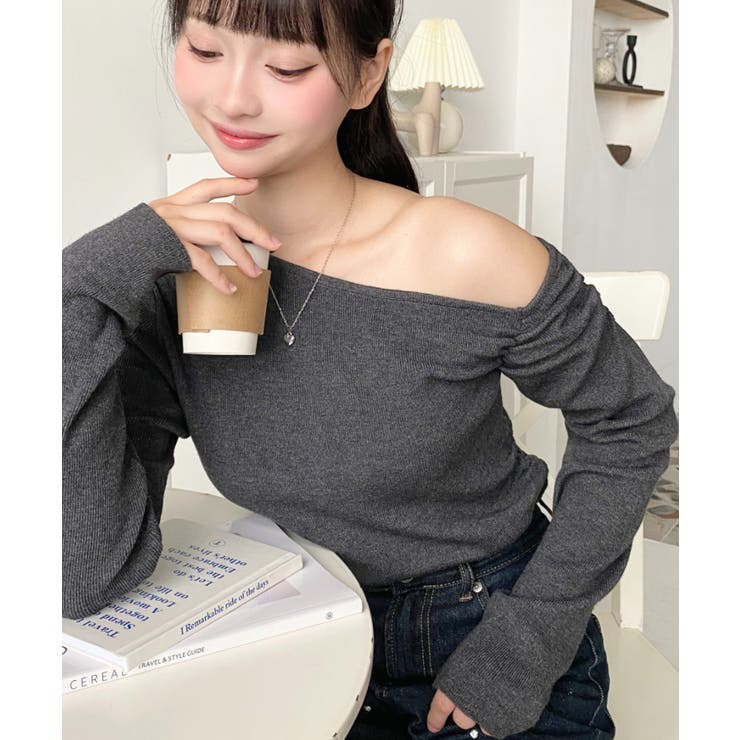 アシメワンショルリブニットプルオーバー | moment+ | 詳細画像35 