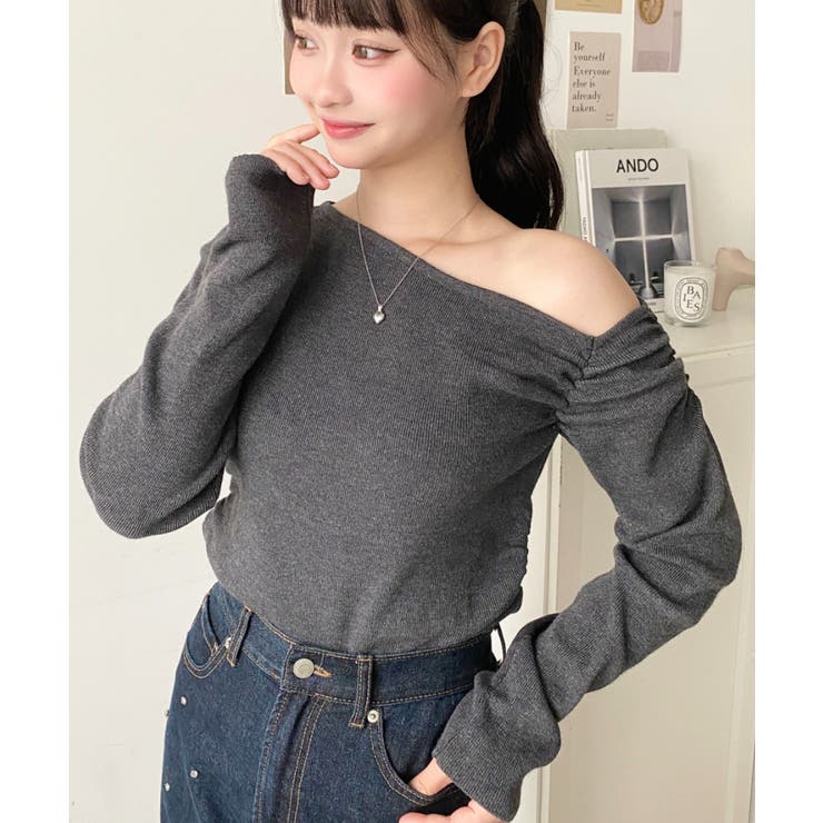 アシメワンショルリブニットプルオーバー | moment+ | 詳細画像36 