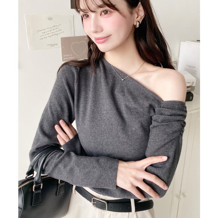 アシメワンショルリブニットプルオーバー | moment+ | 詳細画像37 