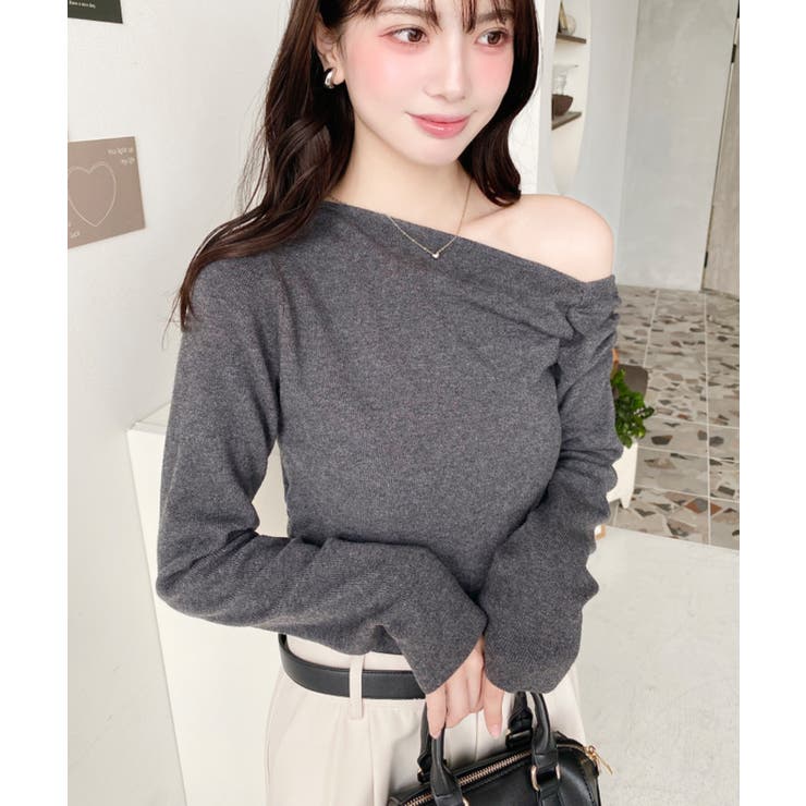 アシメワンショルリブニットプルオーバー | moment+ | 詳細画像39 