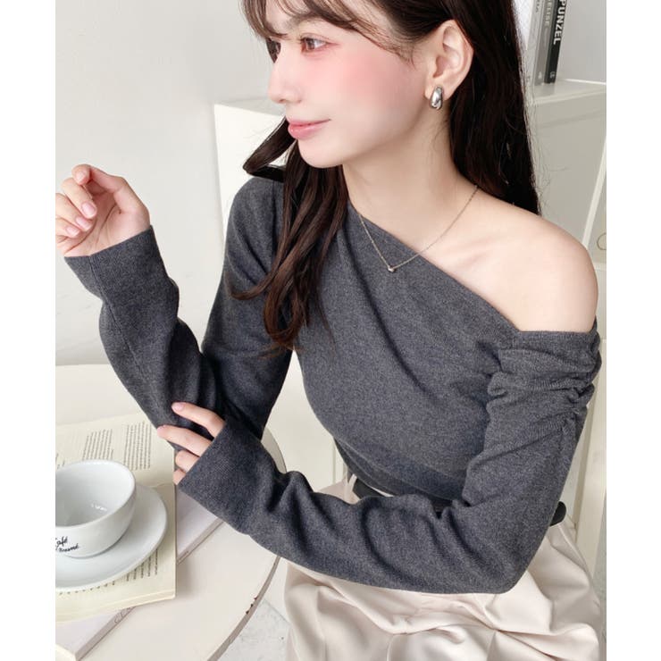 アシメワンショルリブニットプルオーバー | moment+ | 詳細画像40 