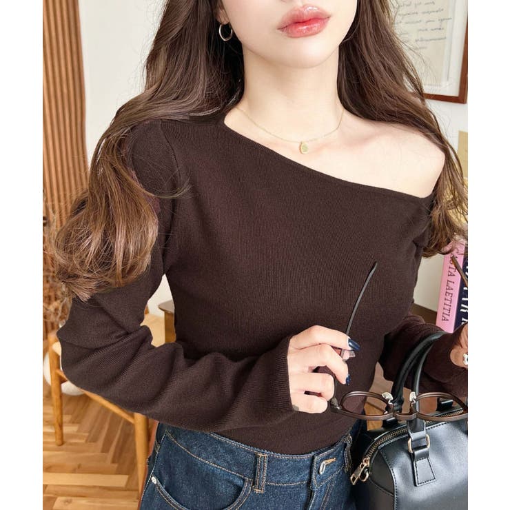 アシメワンショルリブニットプルオーバー | moment+ | 詳細画像42 