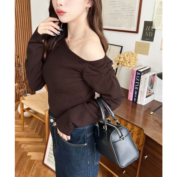 アシメワンショルリブニットプルオーバー | moment+ | 詳細画像43 