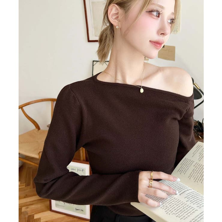 アシメワンショルリブニットプルオーバー | moment+ | 詳細画像46 