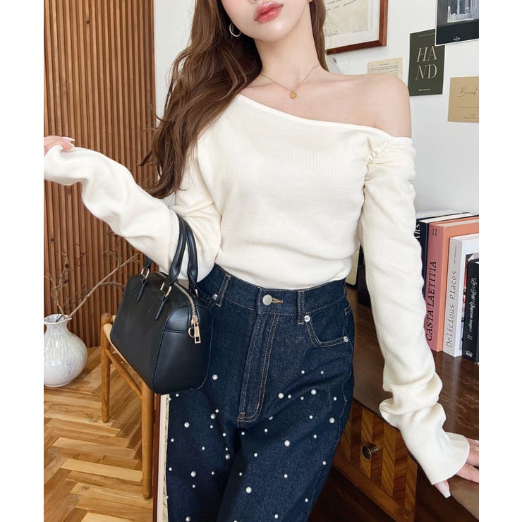 アシメワンショルリブニットプルオーバー | moment+ | 詳細画像5 