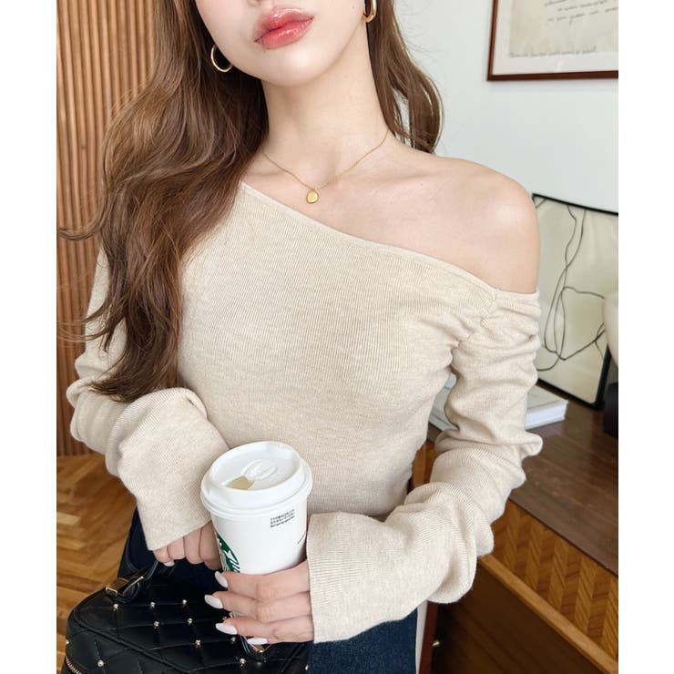 アシメワンショルリブニットプルオーバー | moment+ | 詳細画像51 